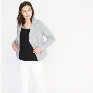 Heather grey knit blazer.Crop sleeve.Fleece lined